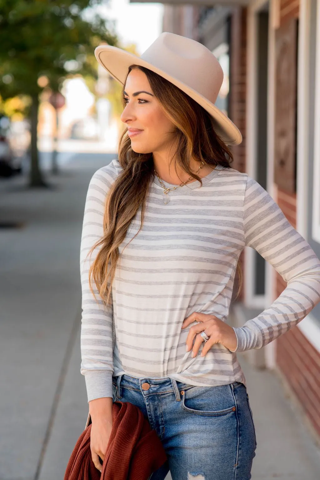 Ombre Striped Long Sleeve Tee