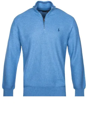 Pima Texture Half Zip Pullover Blue