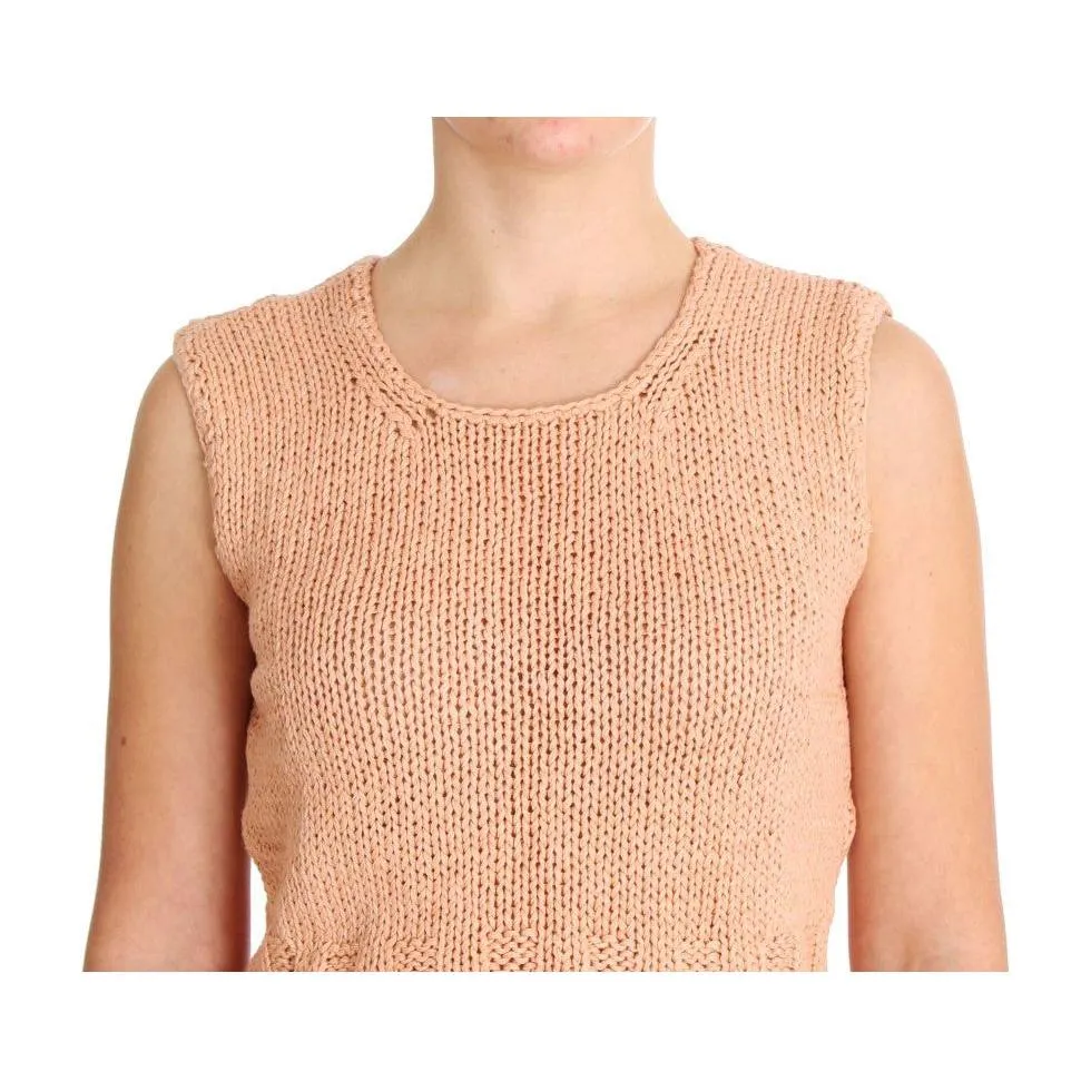 PINK MEMORIES Elegant Pink Knitted Sleeveless Vest Sweater