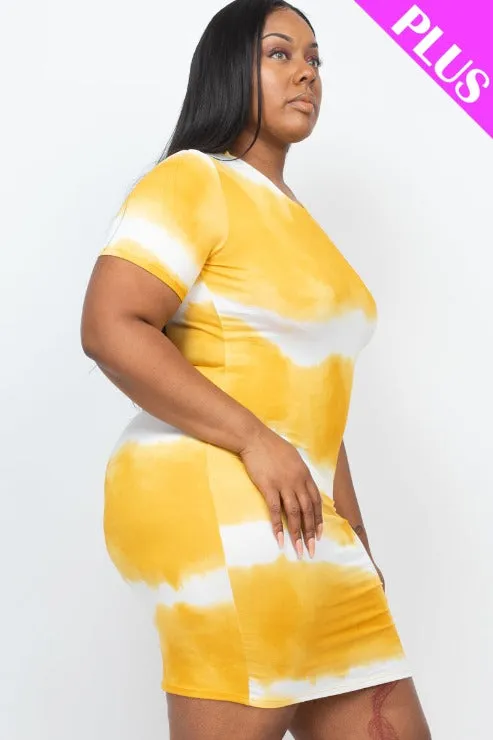 Plus Size Tie-dye Print Bodycon Dress (CAPELLA)