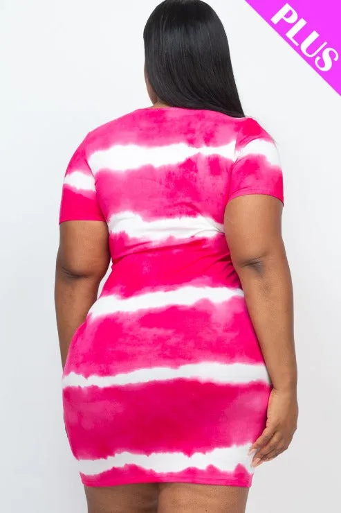 Plus Size Tie-dye Print Bodycon Dress (CAPELLA)