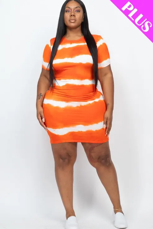 Plus Size Tie-dye Print Bodycon Dress (CAPELLA)