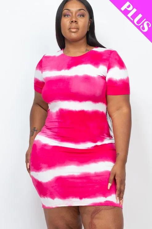 Plus Size Tie-dye Print Bodycon Dress (CAPELLA)