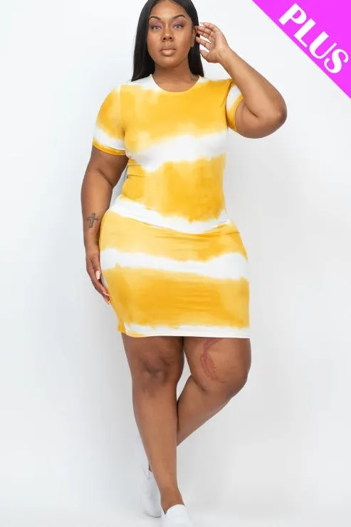 Plus Size Tie-dye Print Bodycon Dress (CAPELLA)