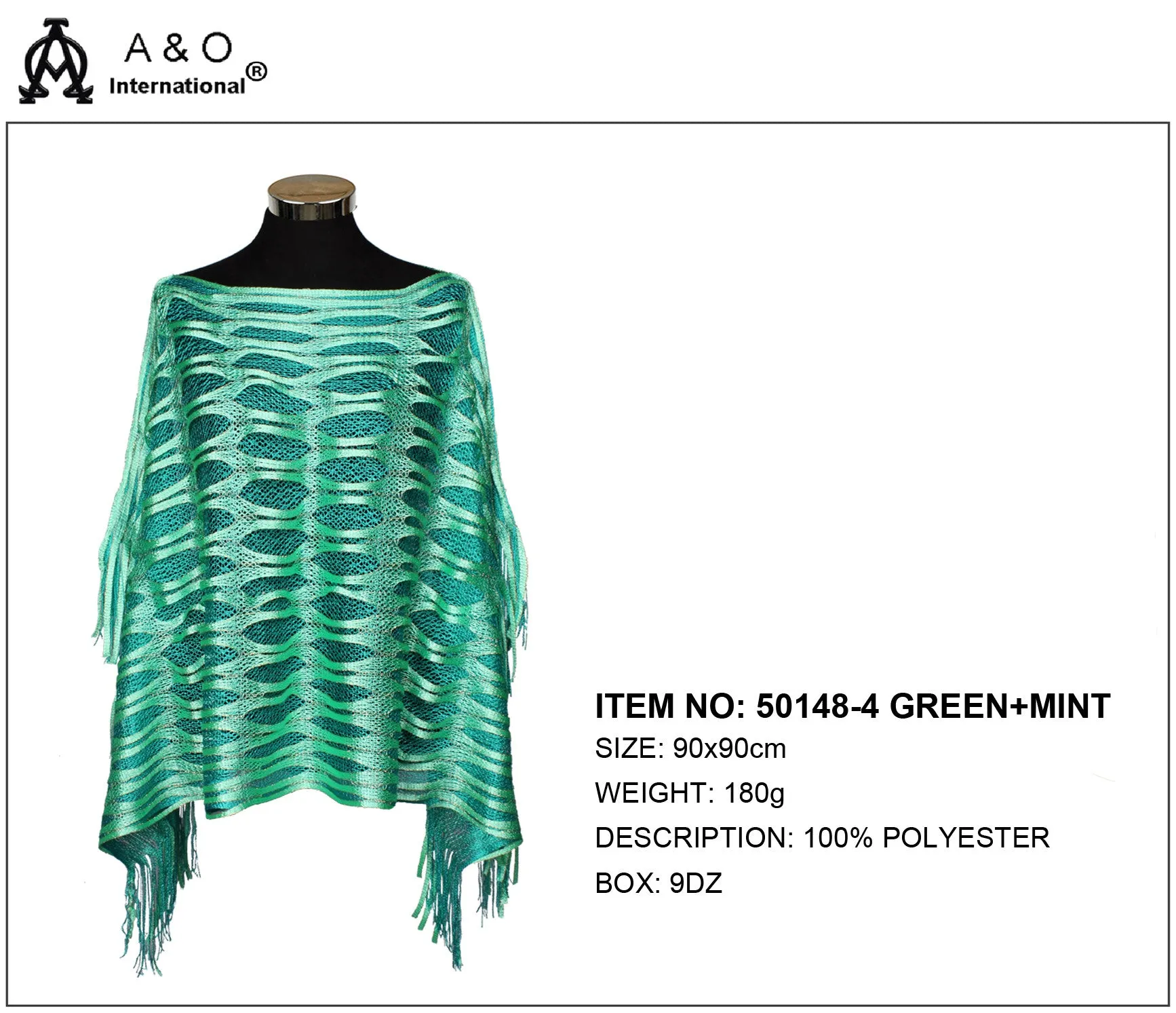 Poncho, 100% Polyester - Green Mint