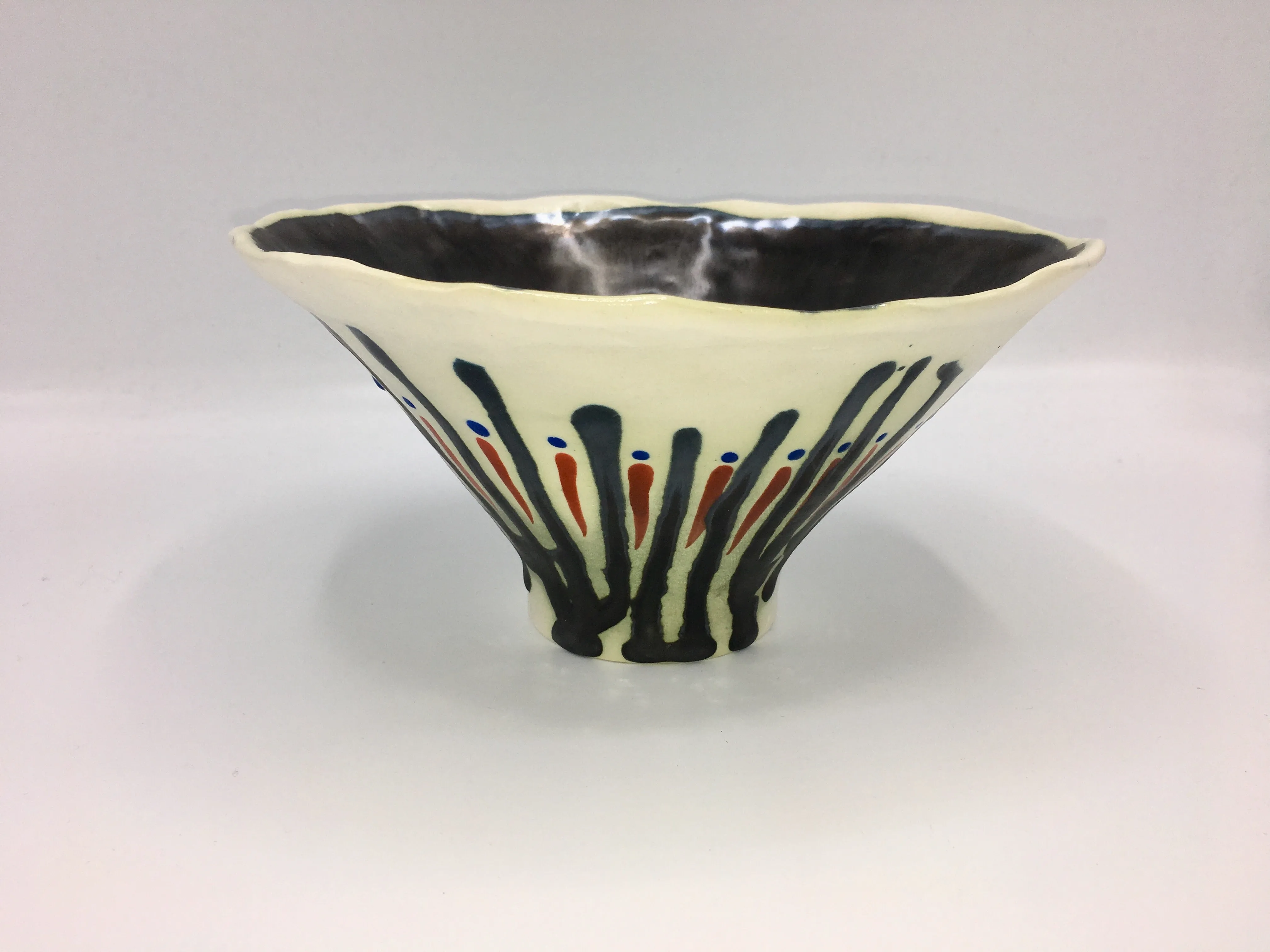 Potina Flared Bowl with Red and Blue Bottom