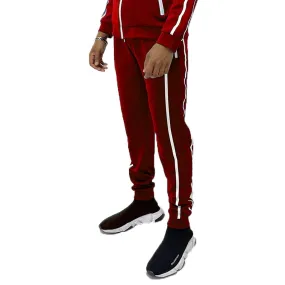 Red Solid Tape Jogger Pants