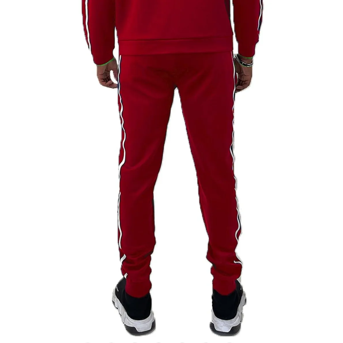 Red Solid Tape Jogger Pants