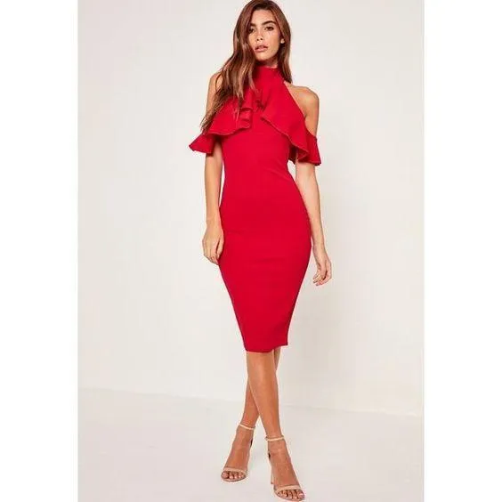 RedRuffle Bodycon Dress