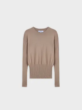 RIBBED WAISTED SWEATER-TAN