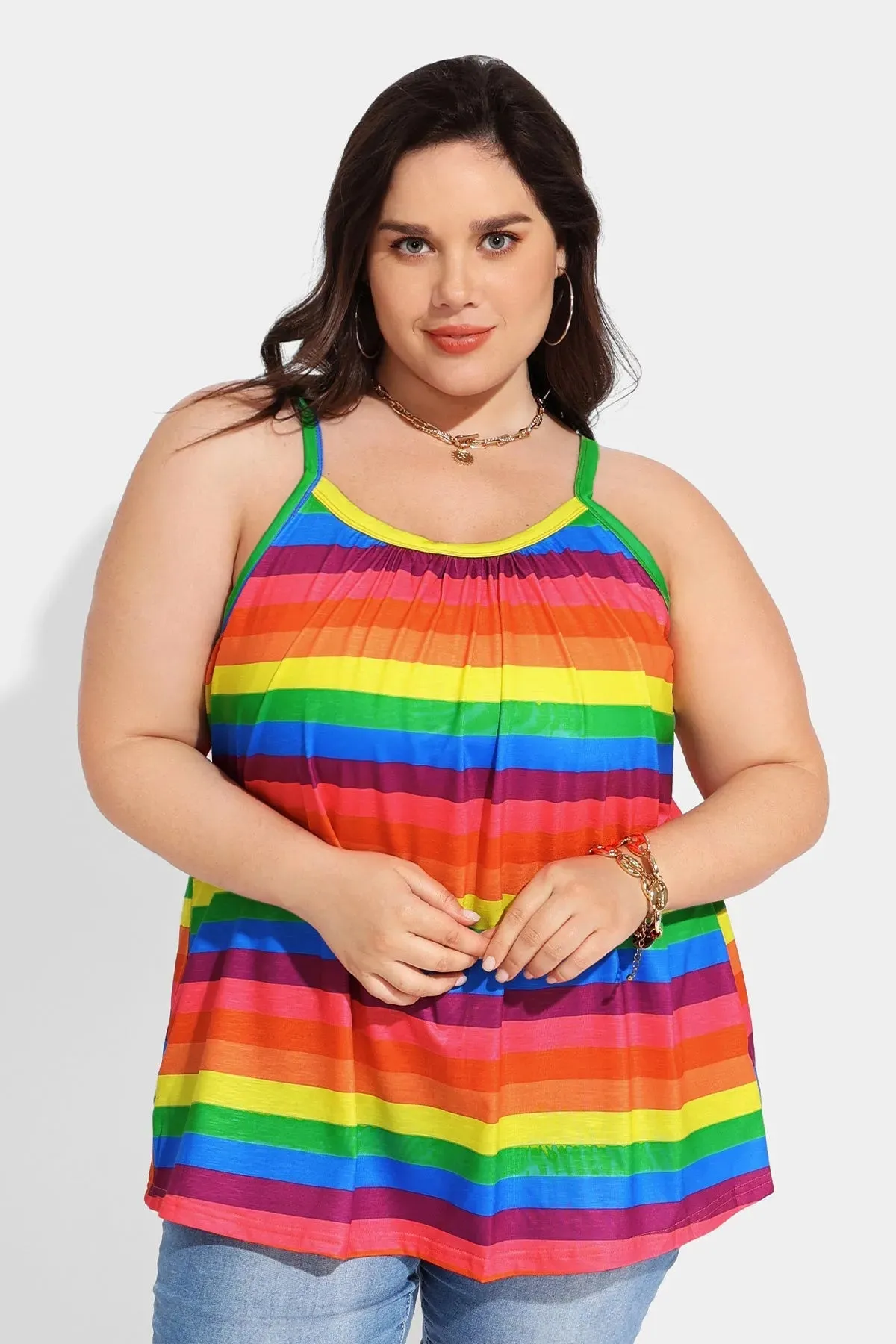 Ritera Sexy Rainbow Stripe Camisole Tank