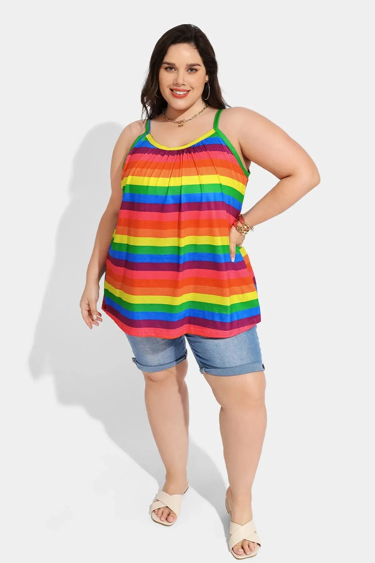 Ritera Sexy Rainbow Stripe Camisole Tank