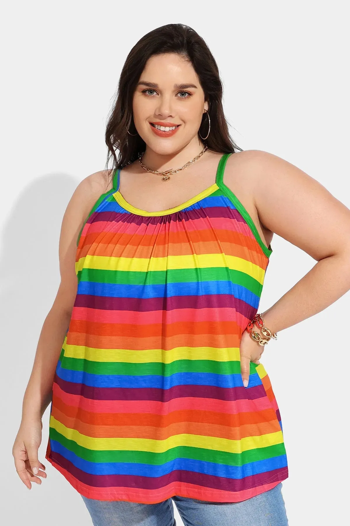 Ritera Sexy Rainbow Stripe Camisole Tank