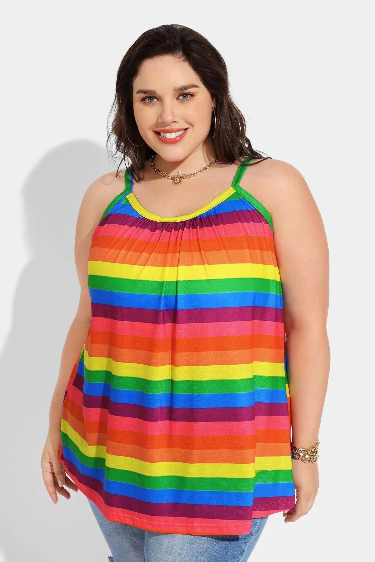 Ritera Sexy Rainbow Stripe Camisole Tank