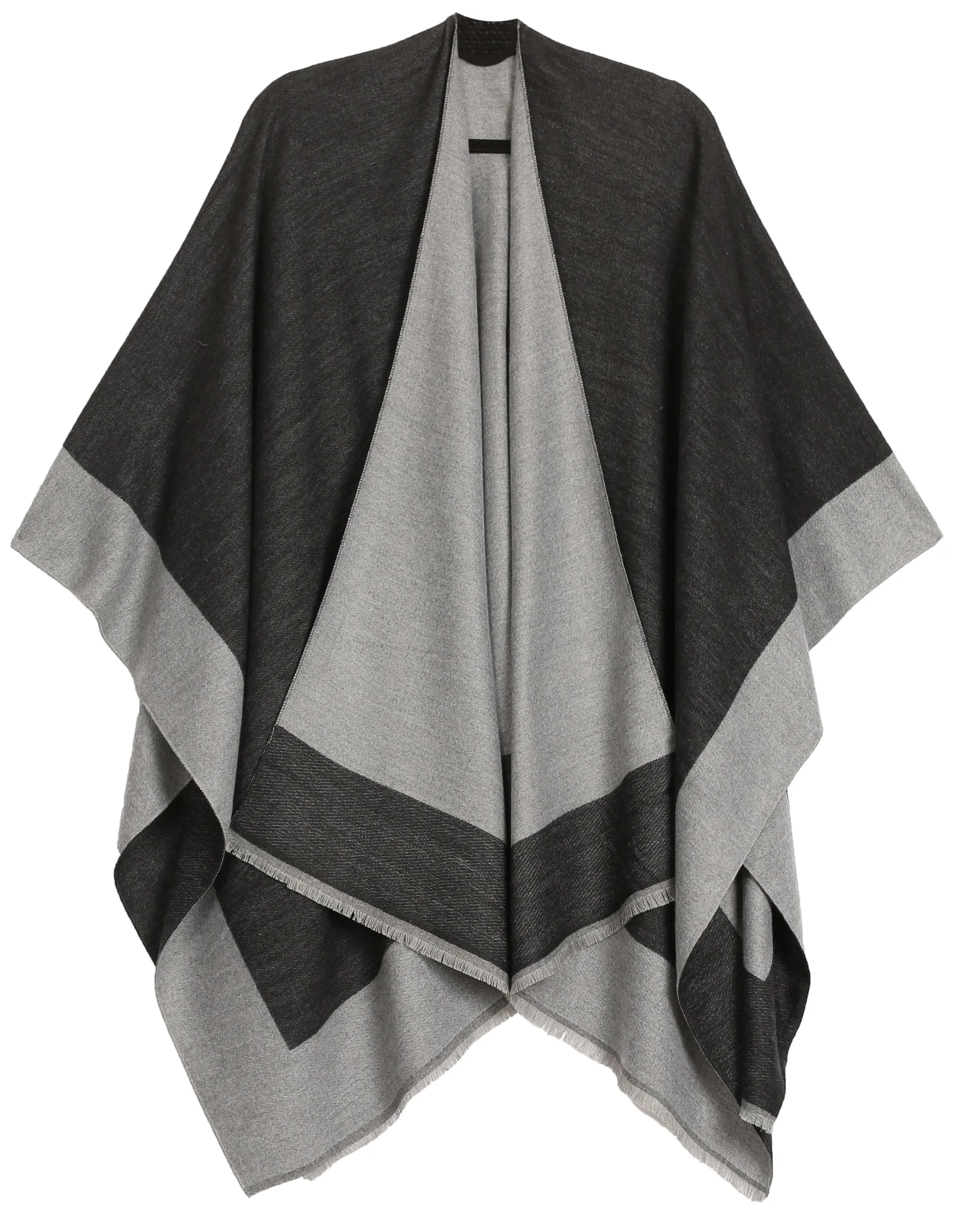 Sakkas Nila Women's Reversible Open Front Large Poncho Shawl Wrap Scarf Cape Ruana