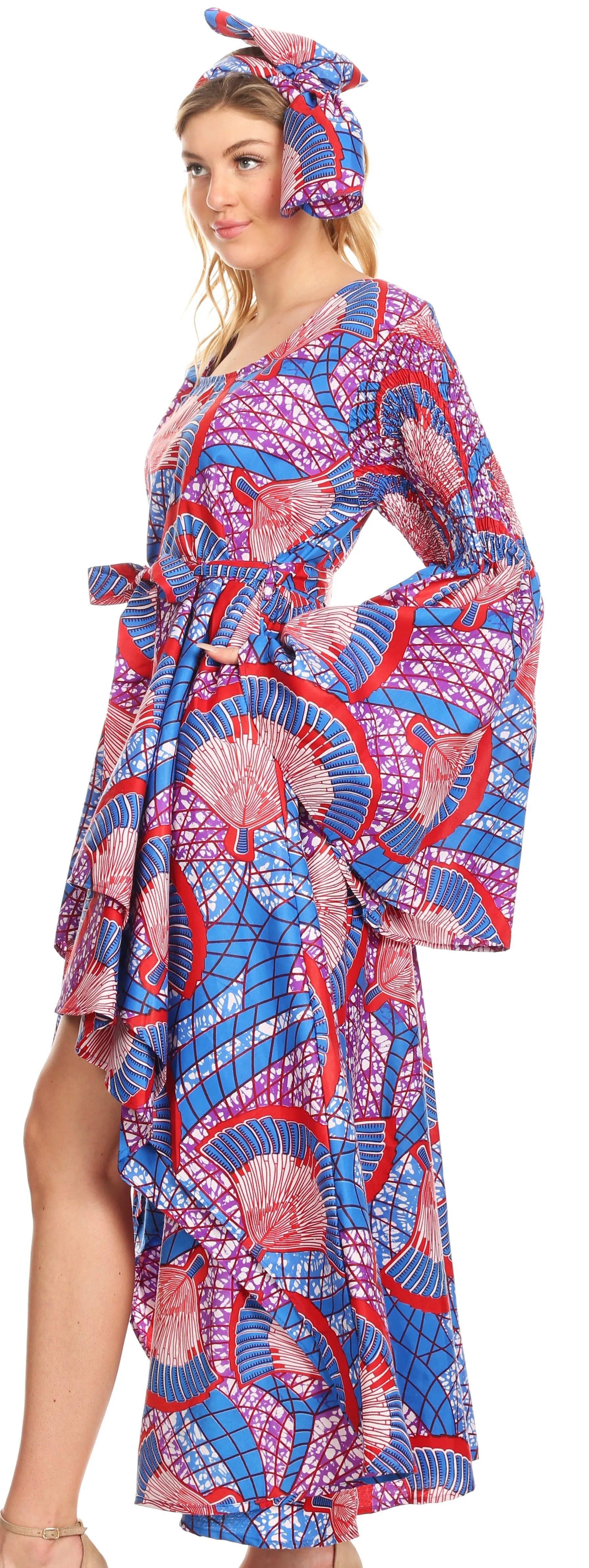 Sakkas Olivia Women's Elegant Cocktail Long Sleeves Party Dress African Print