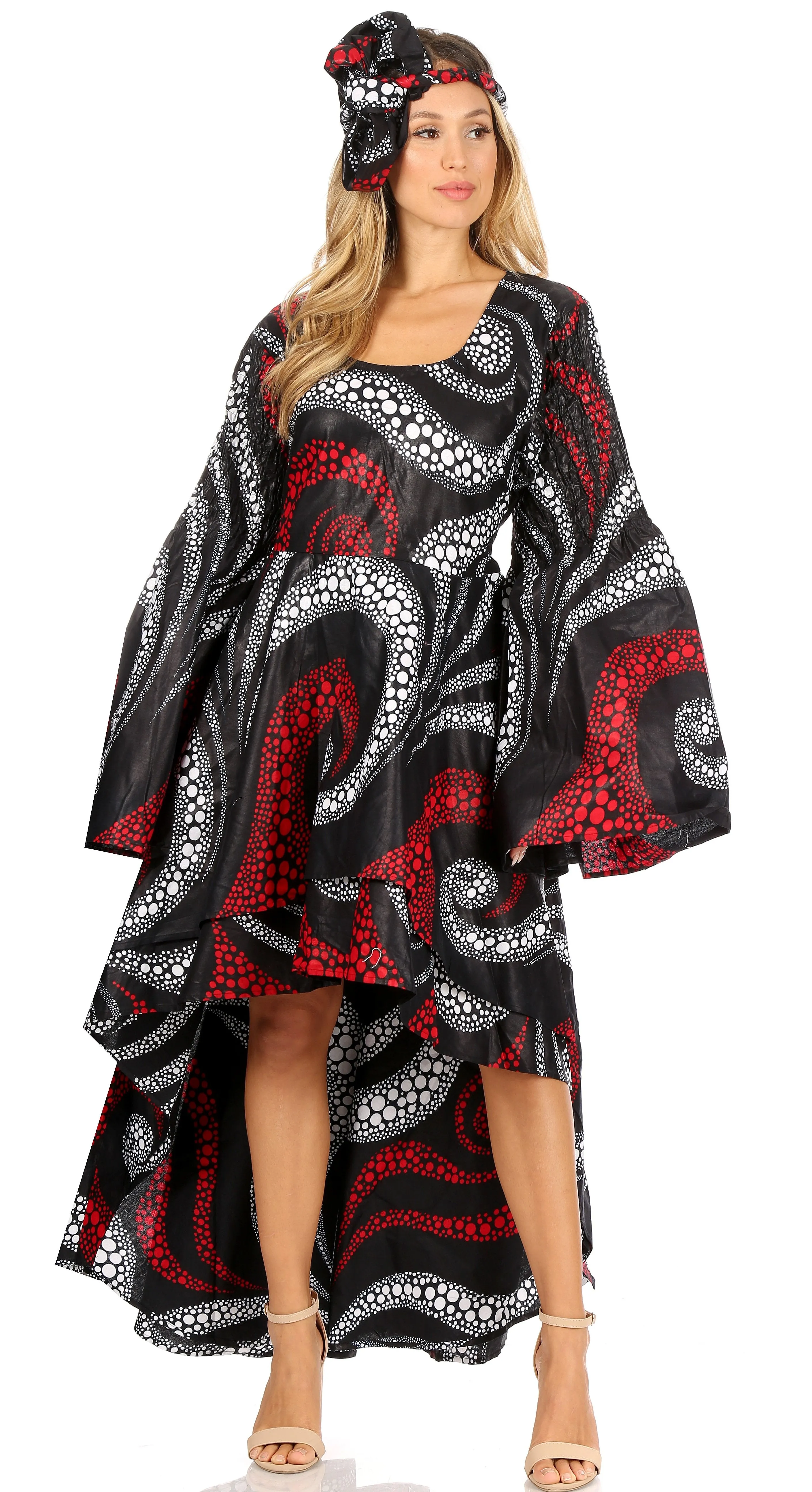 Sakkas Olivia Women's Elegant Cocktail Long Sleeves Party Dress African Print