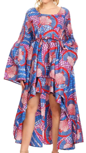 Sakkas Olivia Women's Elegant Cocktail Long Sleeves Party Dress African Print