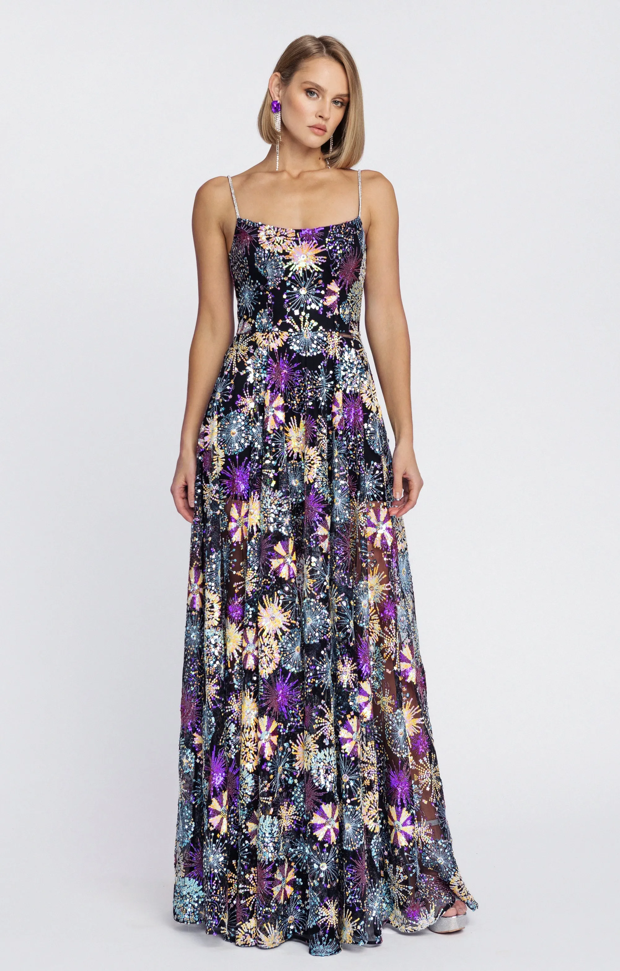 Sequined embroidered gown "Adina"