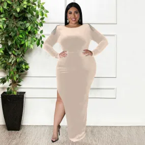 Slim Fit Sexy Dress plus Size Dress Decoration High Split