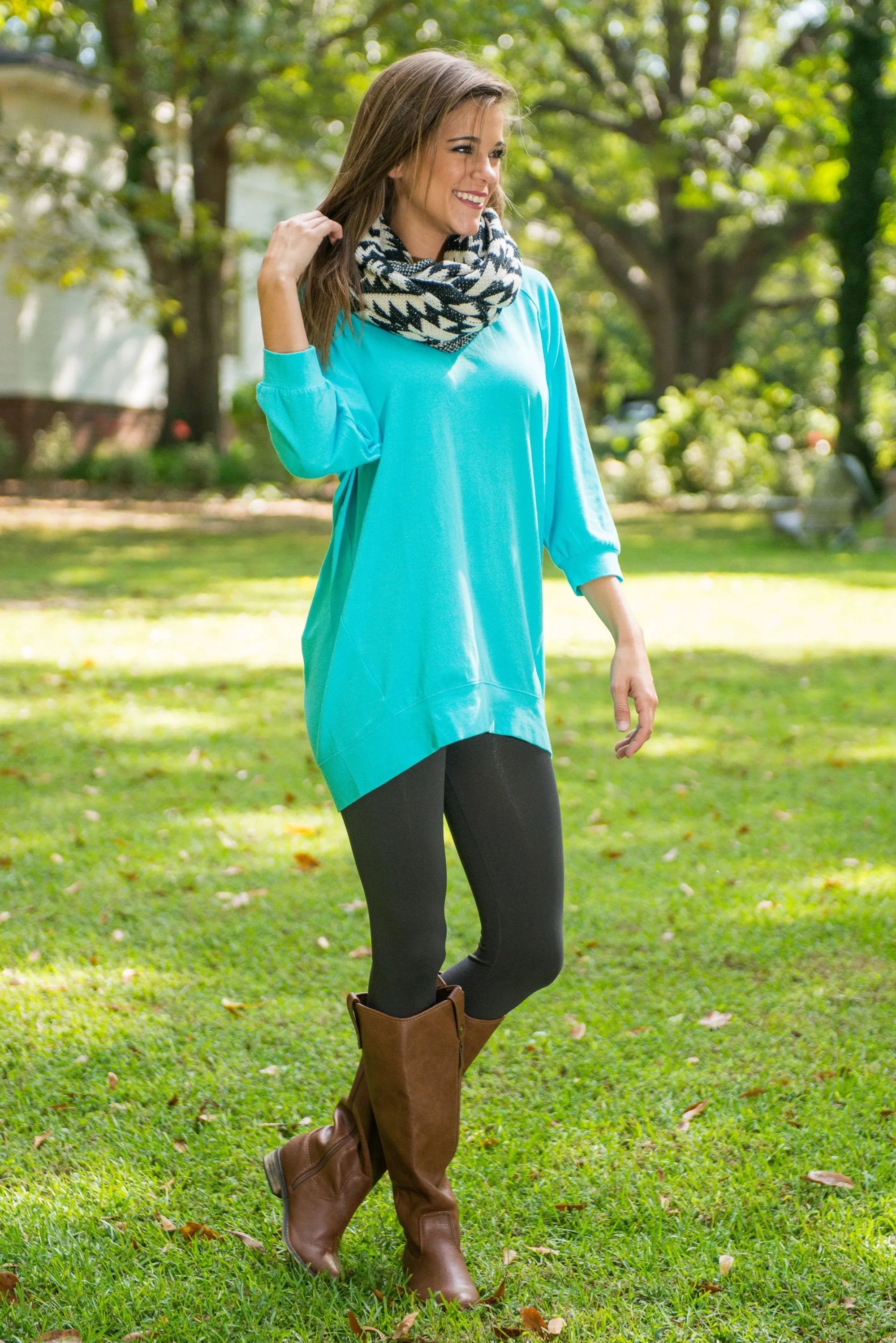 Slouchy Dolman Aqua Blue Tunic