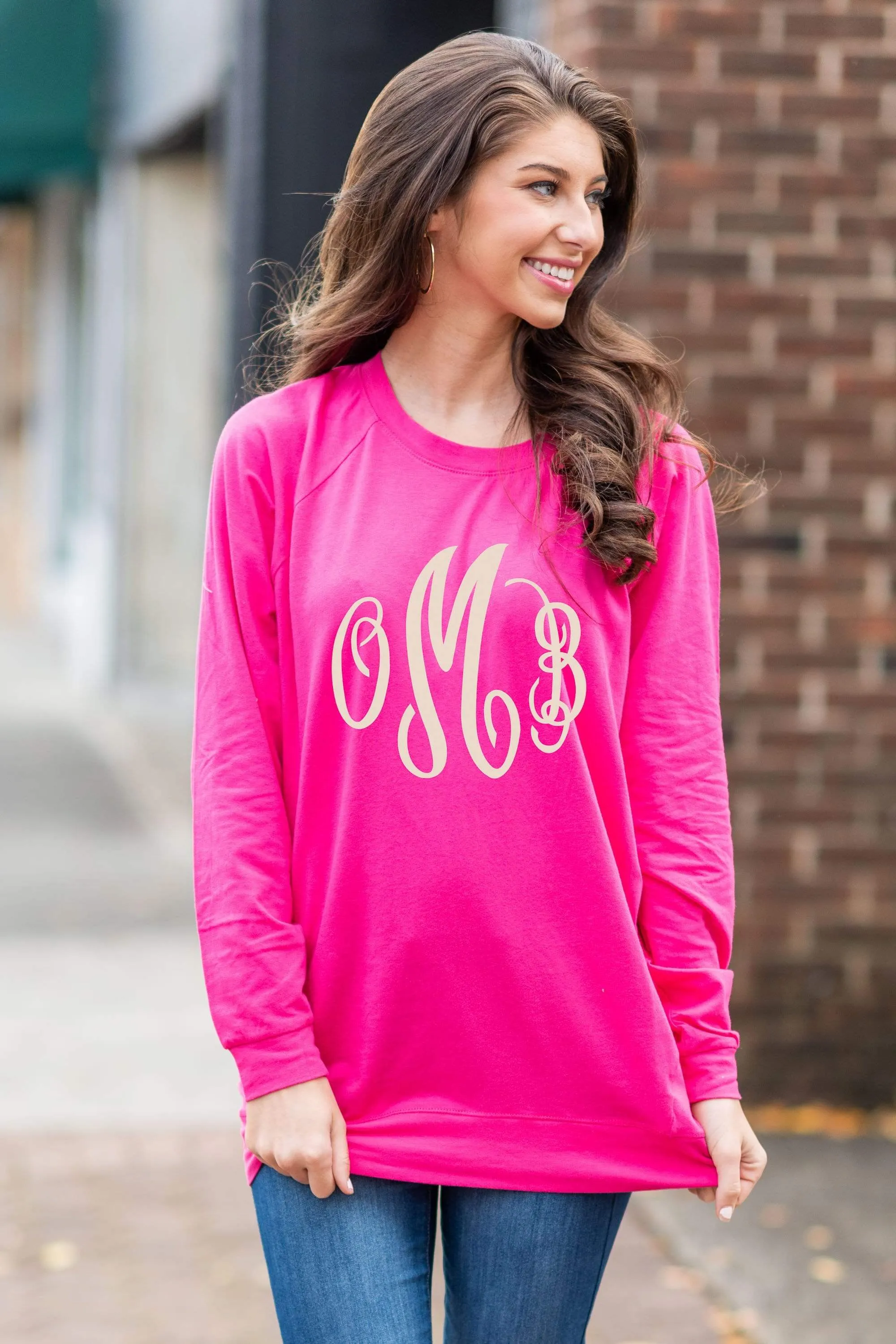 Slouchy Dolman Fuchsia Pink Long Sleeve Tunic