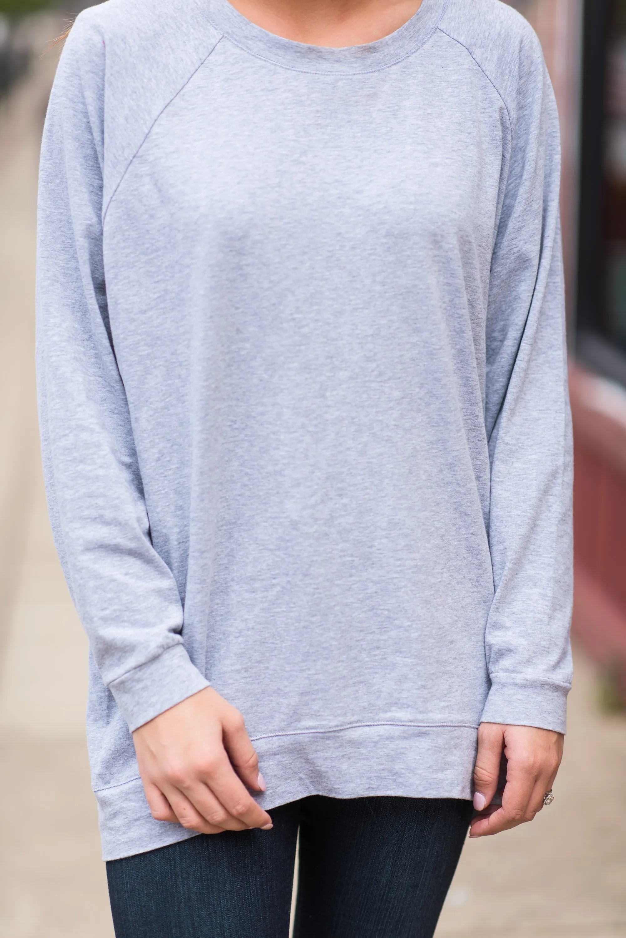 Slouchy Dolman Heather Gray Long Sleeve Tunic