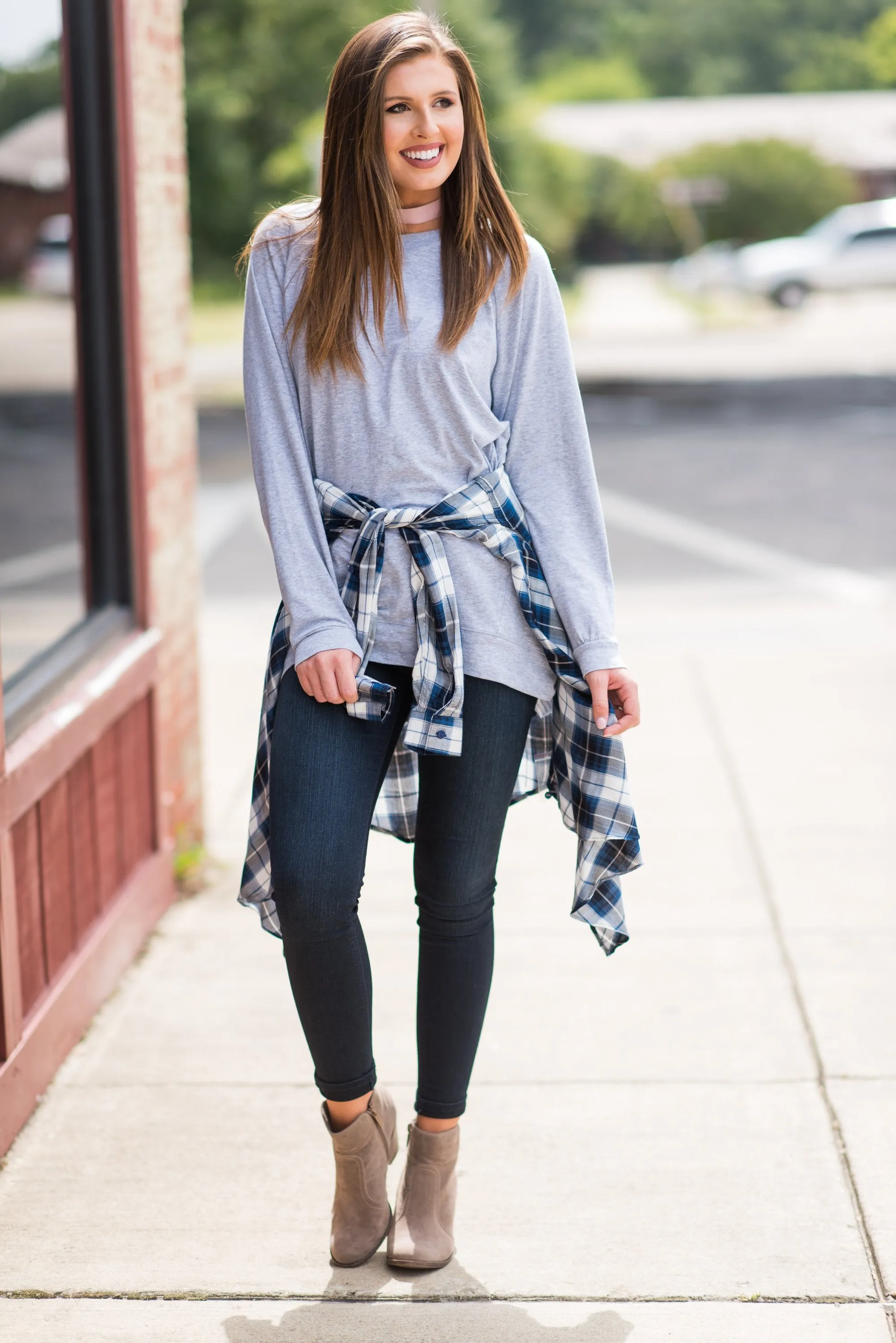 Slouchy Dolman Heather Gray Long Sleeve Tunic