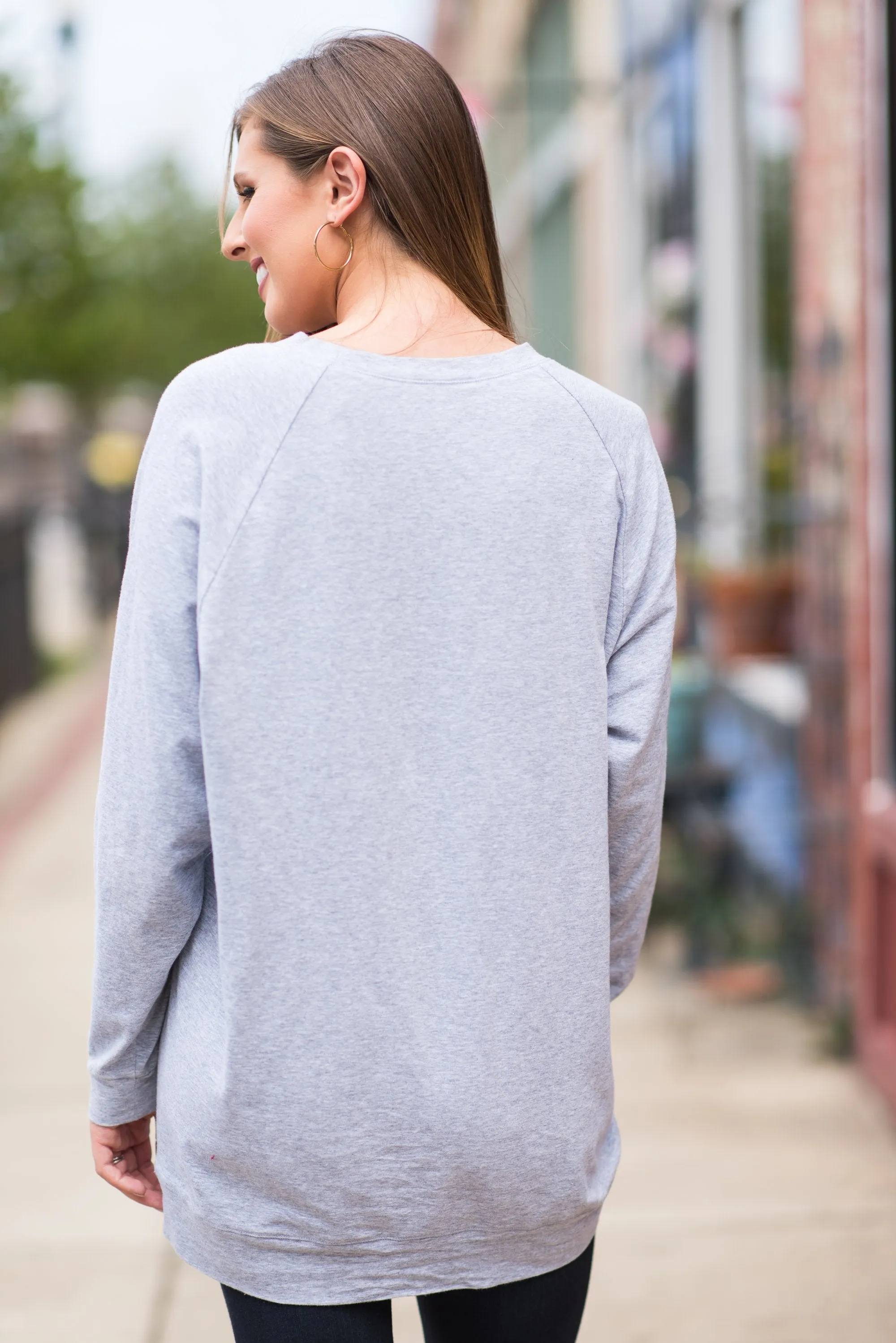 Slouchy Dolman Heather Gray Long Sleeve Tunic