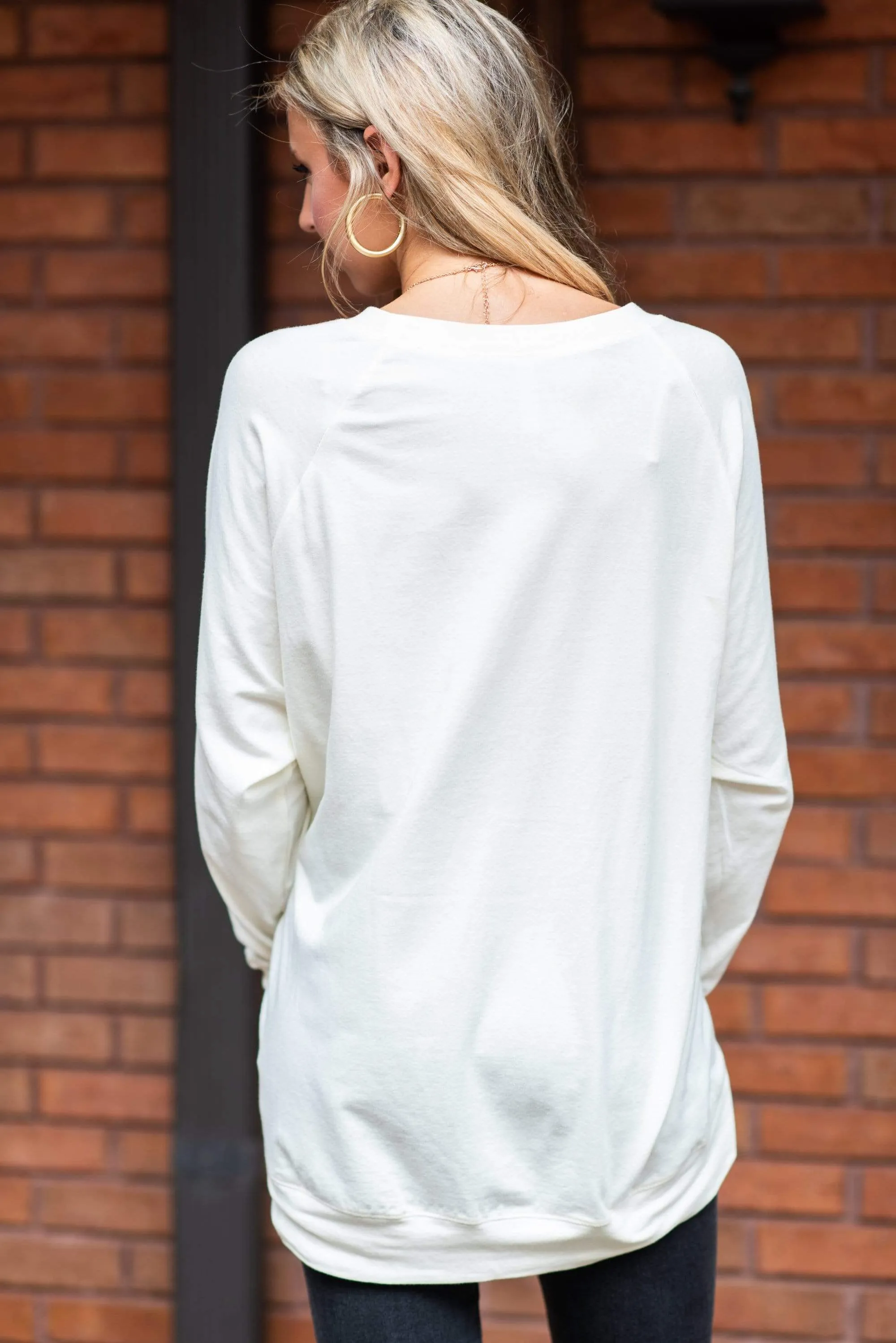 Slouchy Dolman Ivory White Long Sleeve Tunic