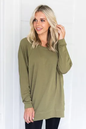 Slouchy Dolman Olive Green Long Sleeve Tunic