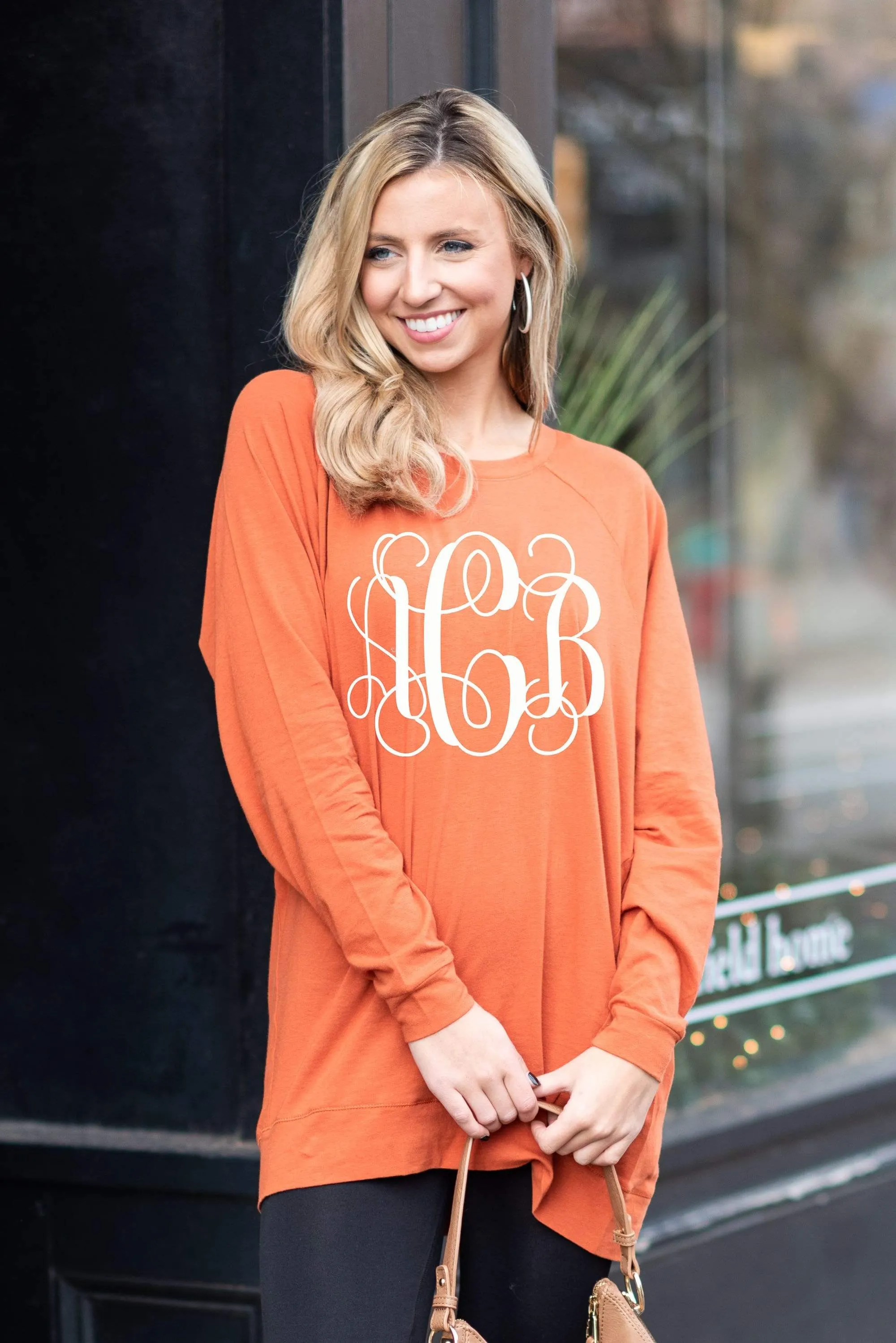 Slouchy Dolman Rust Orange Long Sleeve Tunic