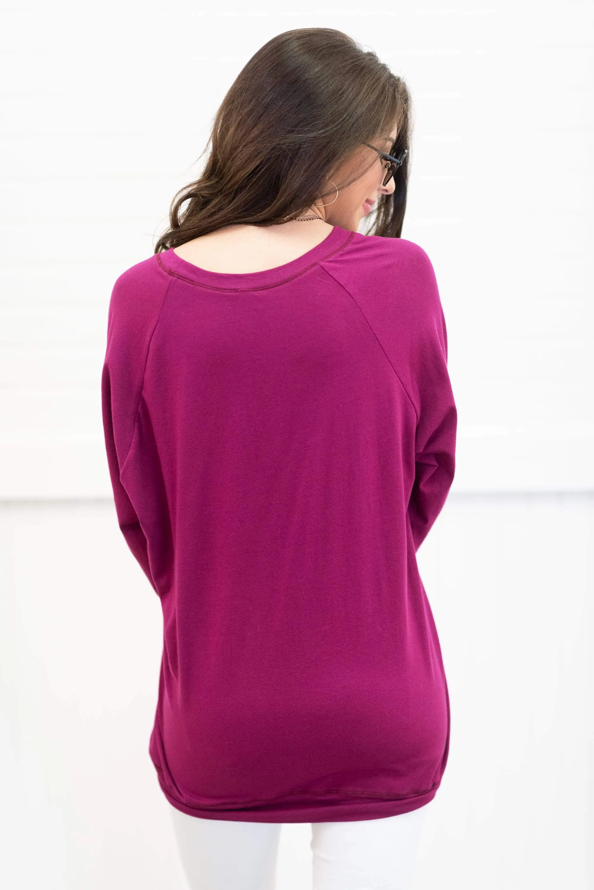 Slouchy Dolman Wine Red Long Sleeve Tunic