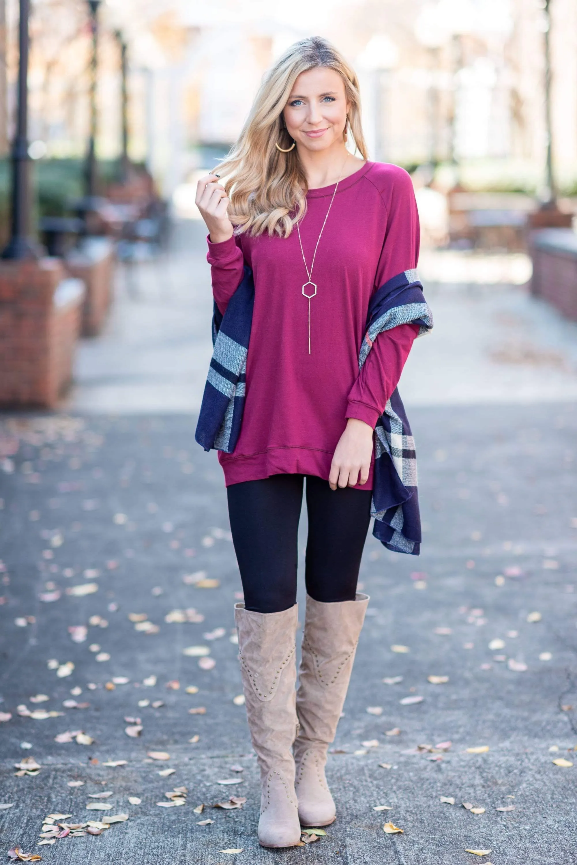 Slouchy Dolman Wine Red Long Sleeve Tunic