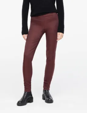 Stretch Linen Long Leggings - Burgundy