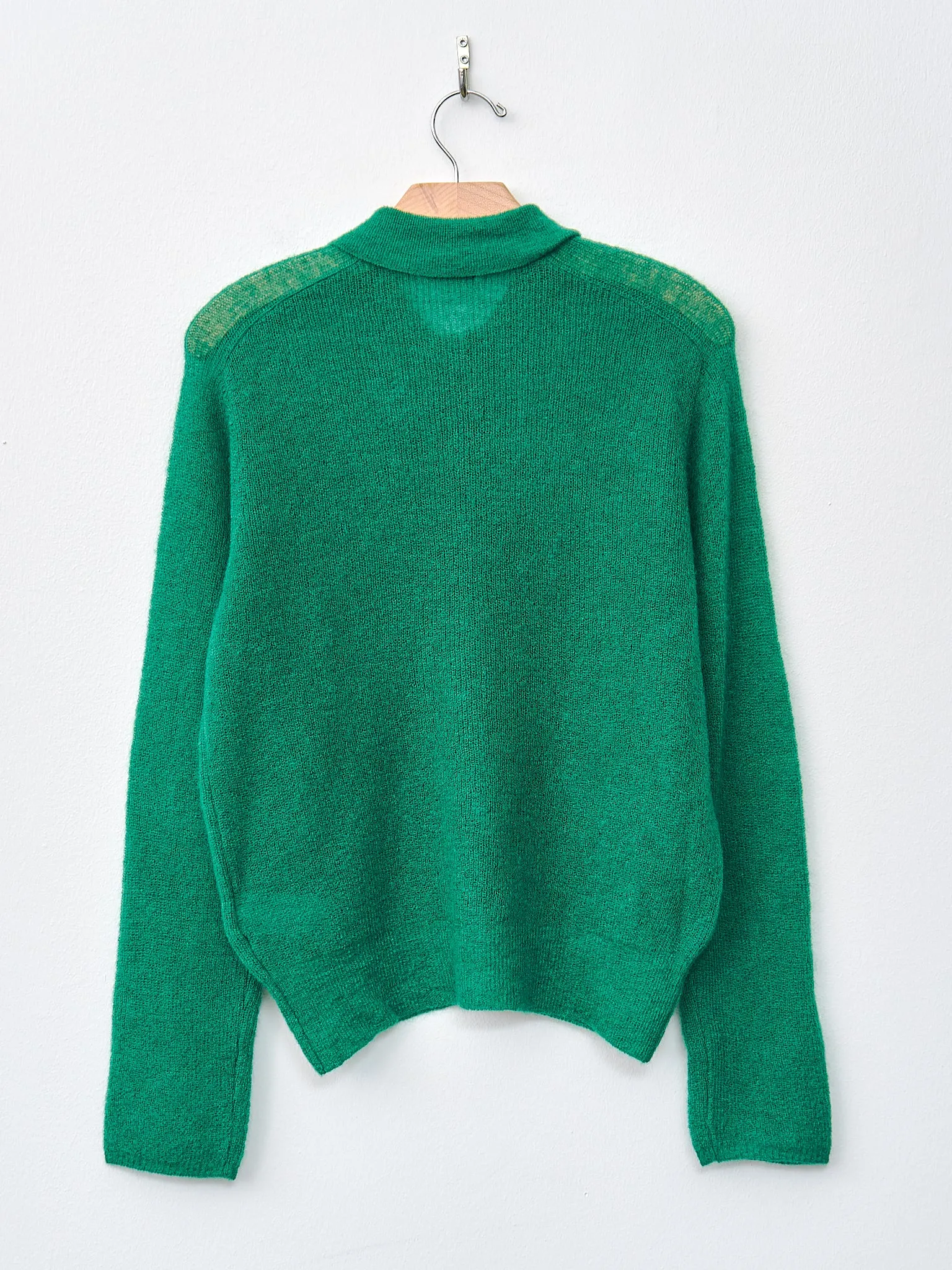 Super Kid Mohair Polo Cardigan - Green