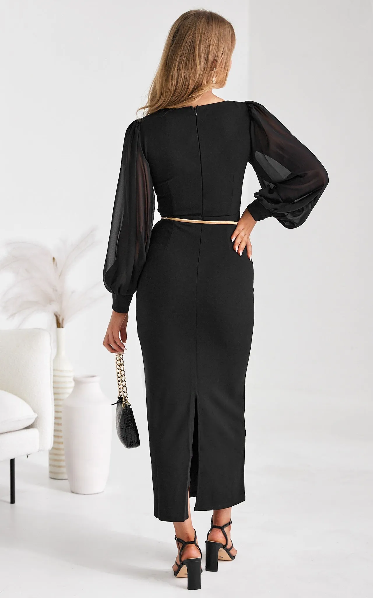 Tammy Long Sleeve Maxi Dress - Black