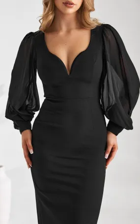 Tammy Long Sleeve Maxi Dress - Black