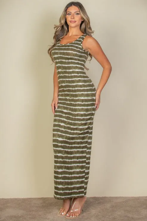 Tie Dye Printed Tank Bodycon Maxi Dress (CAPELLA)