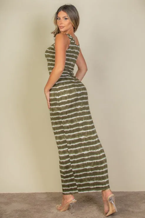 Tie Dye Printed Tank Bodycon Maxi Dress (CAPELLA)