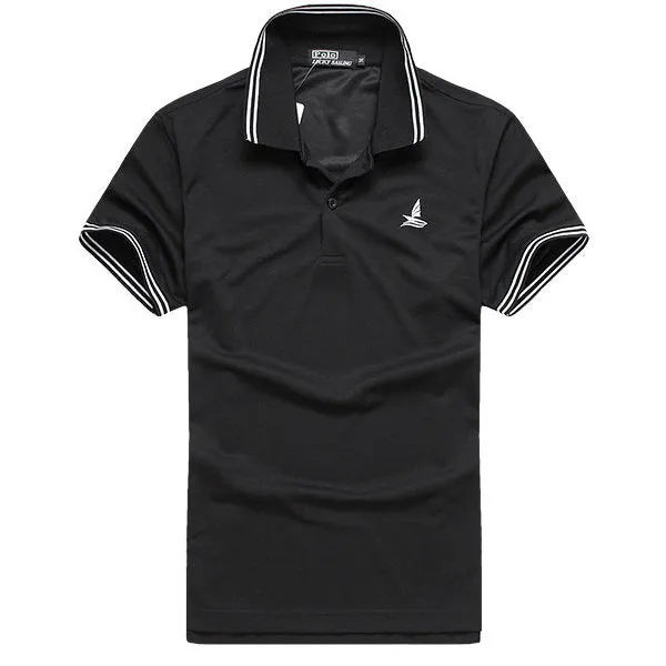 Turn down Collar Short Sleeved Polo Shirts Summer Quick Dry Striped