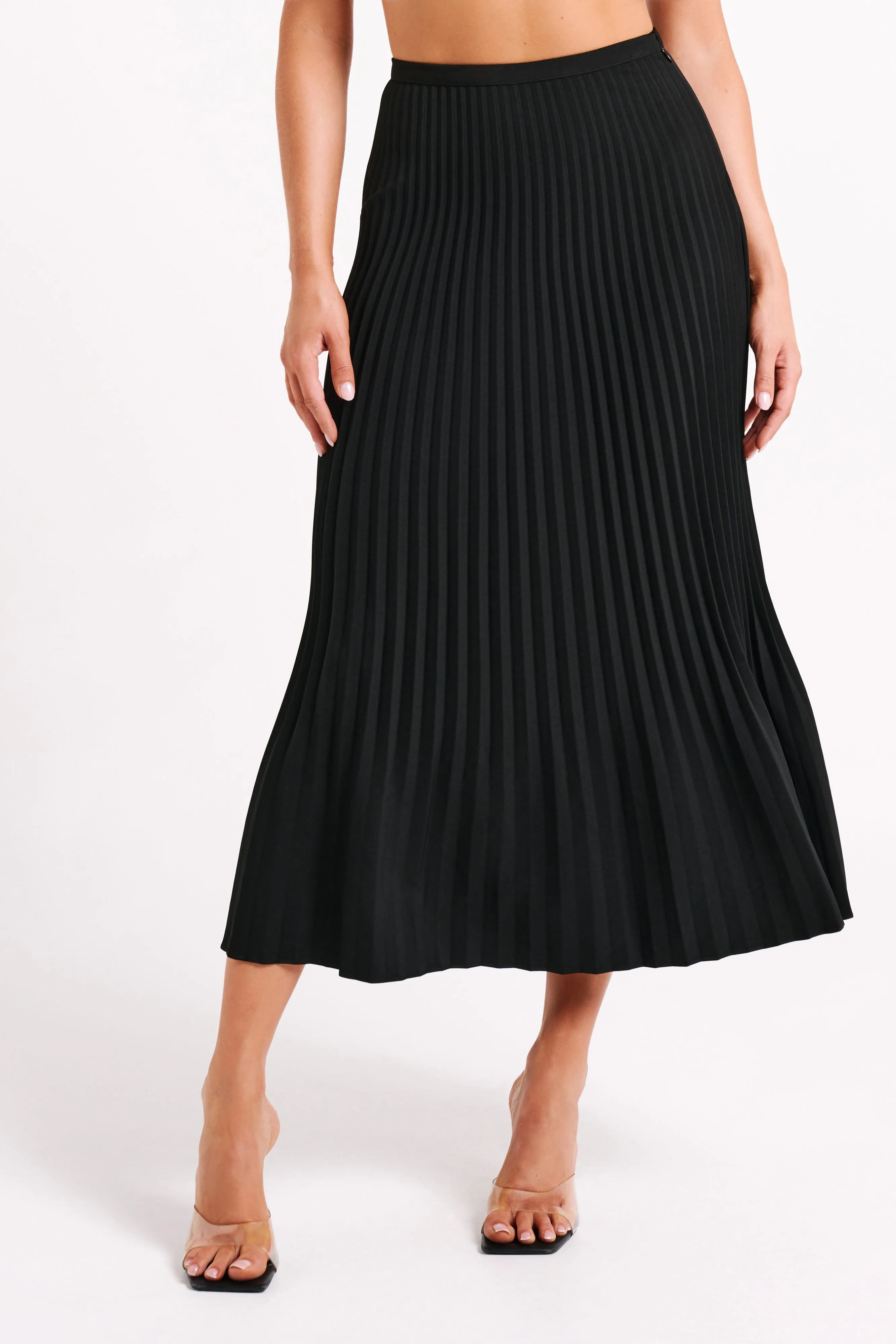 Twyla Pleated Suiting Maxi Skirt - Black