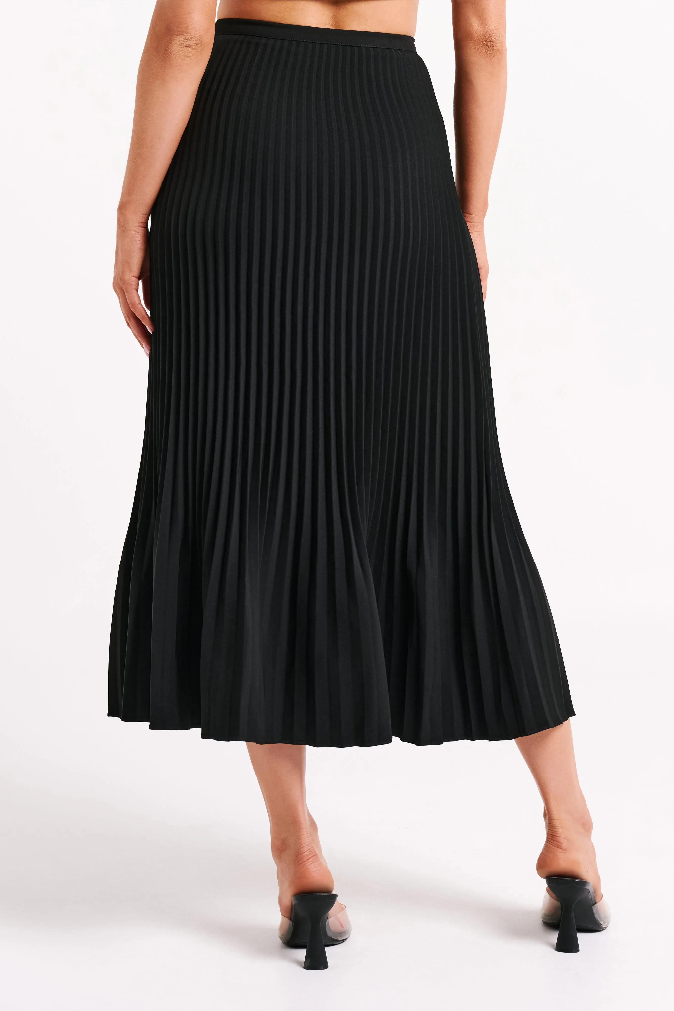 Twyla Pleated Suiting Maxi Skirt - Black