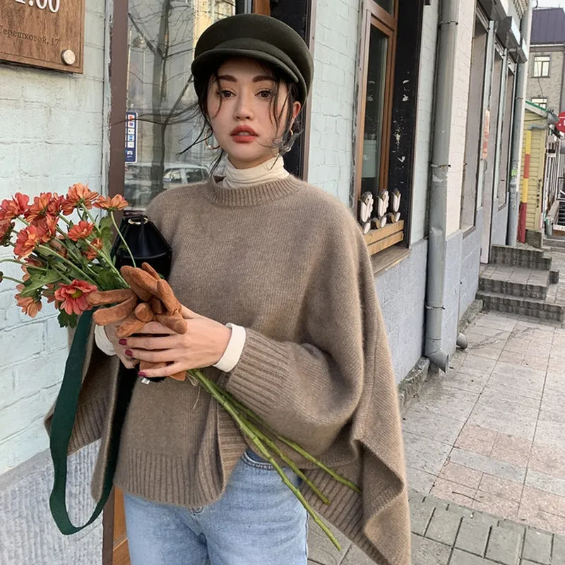 Uniwim olivia rodrigo costume Japanese Autumn and Winter Dual-Use Versatile Loose Sweater Korean Style Thick Needle Cape Mid-Length Sweater Shawl Waistcoat