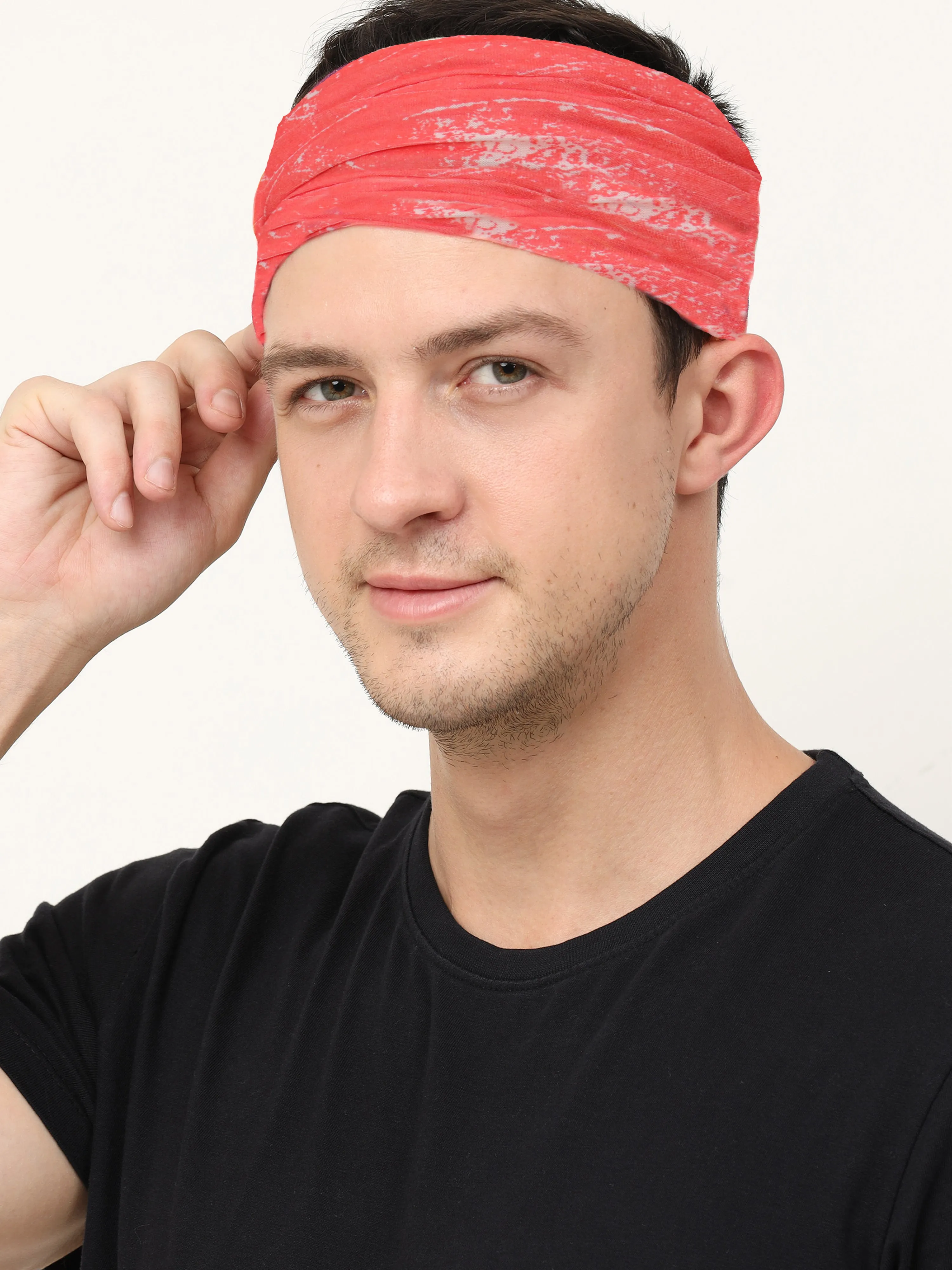 UrGear Unisex Adults and Kids Red Printed Bamboo Anti Microbial Multipurpose FREE SIZE Bandana