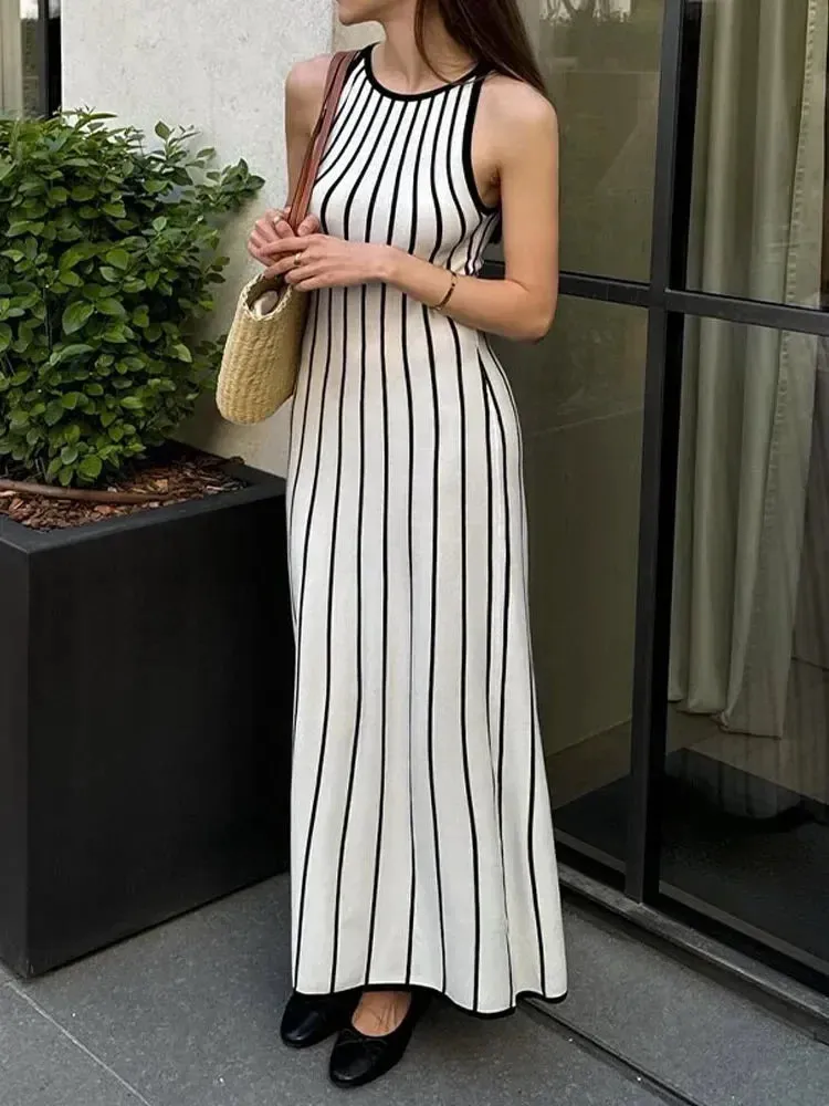 Vivid Stripe Glide Maxi Dress