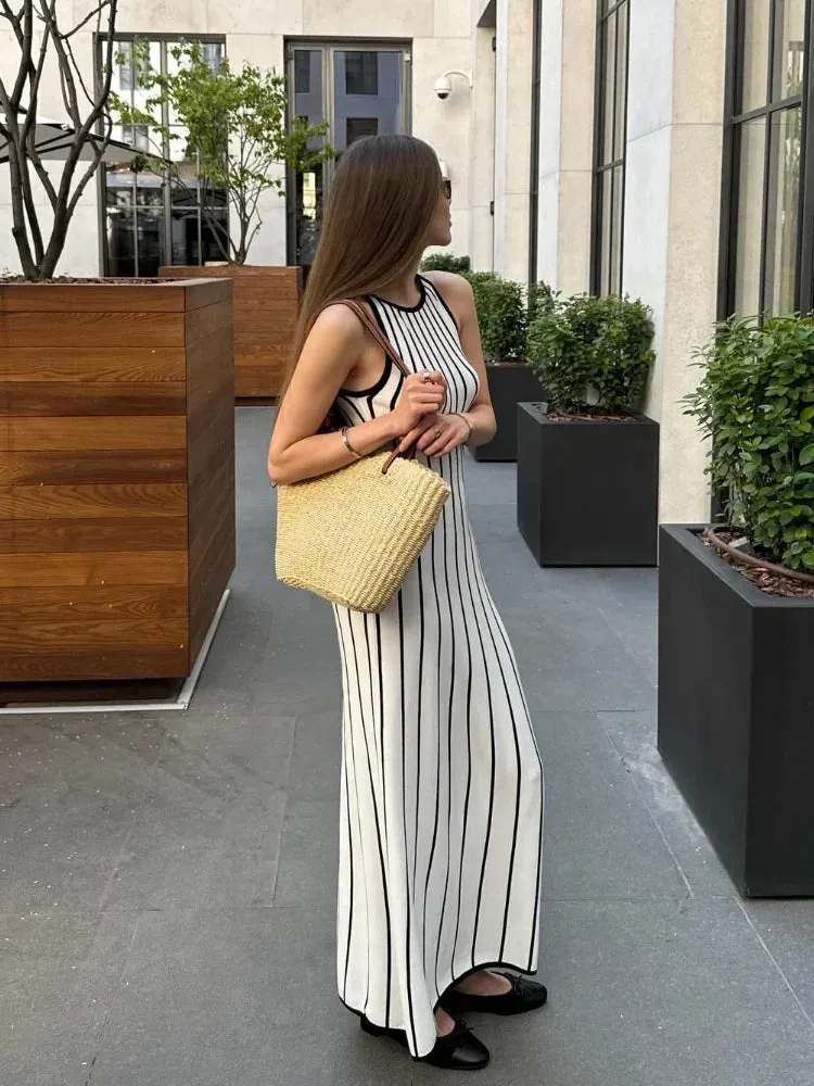 Vivid Stripe Glide Maxi Dress