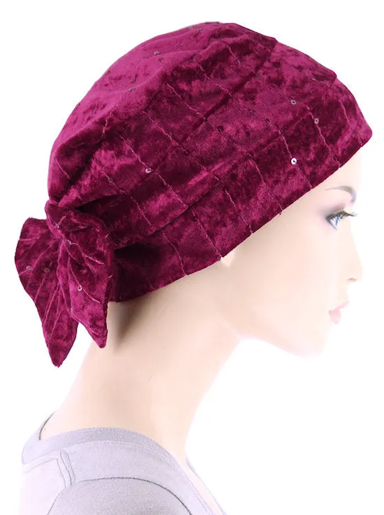 Winter Cloche Bow Hat Raspberry Sequin