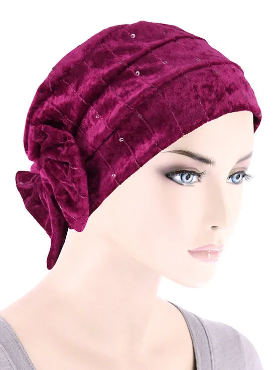 Winter Cloche Bow Hat Raspberry Sequin