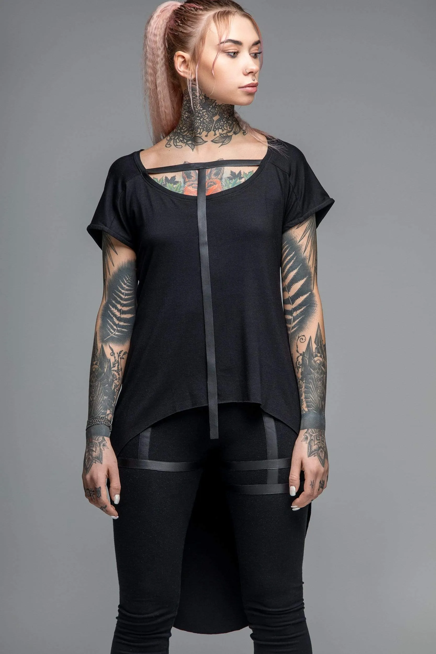 Women Black Train Tunic